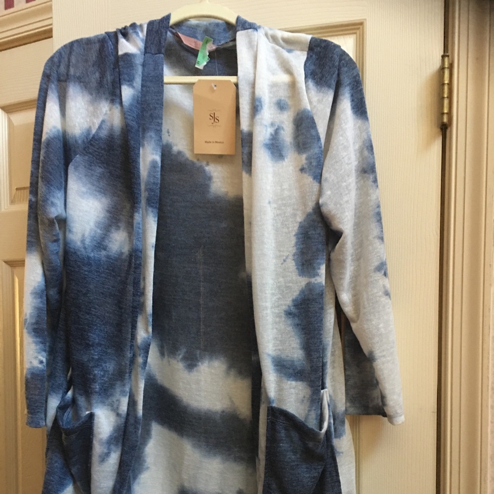 Blue & White Thin Knit Jacket